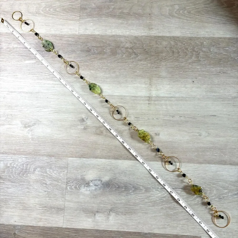 Prehnite Black Onyx Beads Gemstone Wall Hang Unconditional Love & Protection